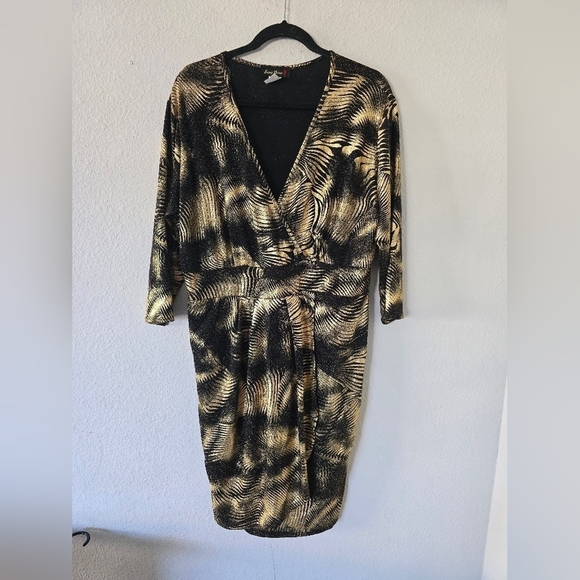 Wrap Dress Womens 3X Plus Mixed Print Fairy Grunge Cocktail Party Dinner - Picture 3 of 15